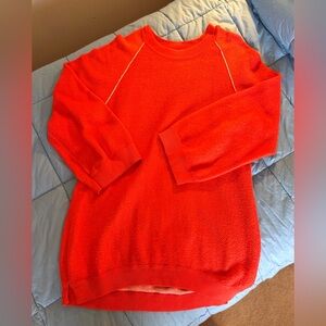 Free People Bright Orange Oversized Tunic Length Cotton Sweater - Sz M